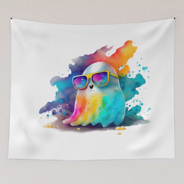 Item preview, Rainbow Colored Friendly Ghost designed and sold by ChromaticClings.