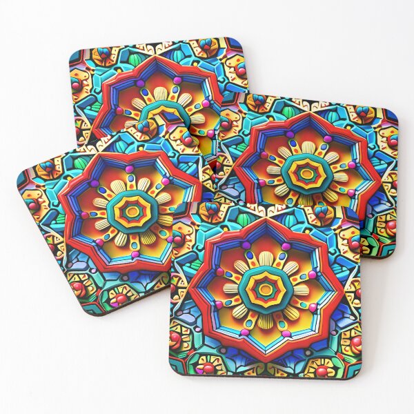 Item preview, colorful mandala tile pattern designed and sold by basitcv.