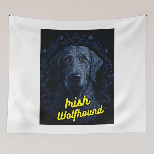 Item preview, Irish Wolfhound Black Blue Background designed and sold by IrishPOD.