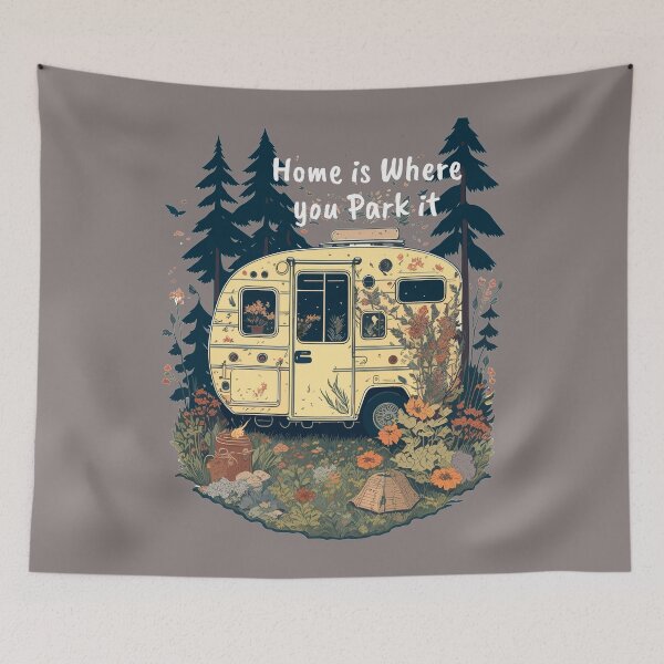 Item preview, Retro Vintage Camping Trailer, Home is Where You Park it designed and sold by Itaya Art.