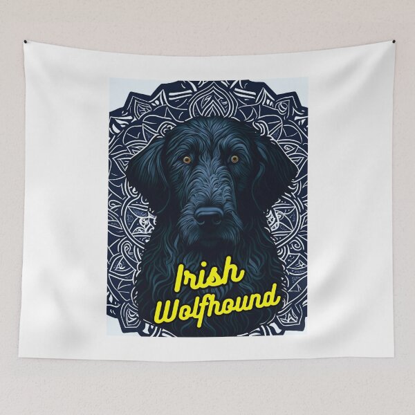 Item preview, Irish Wolfhound White Dark Blue Background designed and sold by IrishPOD.