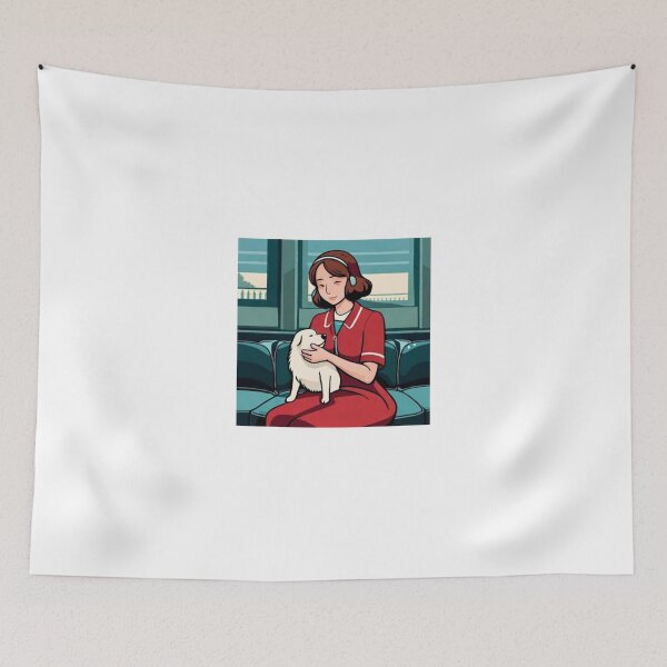 Item preview, Woman Petting Little Dog designed and sold by FlopyFlop.