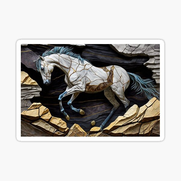 Item preview, Horse kintsugi design with rocks designed and sold by zoldi.