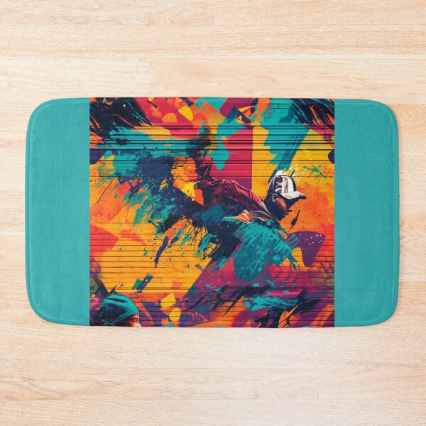 Item preview, Dance on the Wall Image Design - Hip Hop Dancer in Action Against a Colorful Street Art Wall designed and sold by Juuskus.