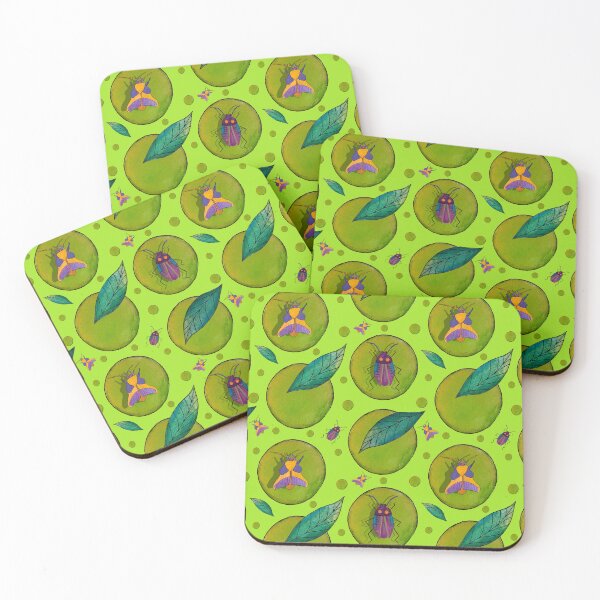Item preview, watercolor bugs on dots_green designed and sold by NeonEye-Designs.