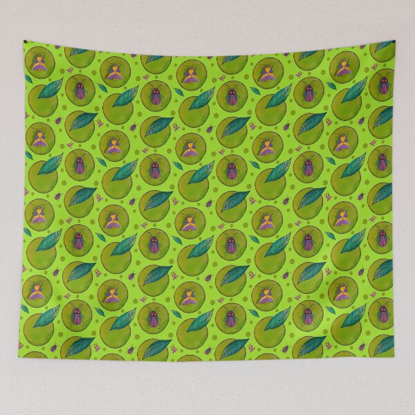 Item preview, watercolor bugs on dots_green designed and sold by NeonEye-Designs.