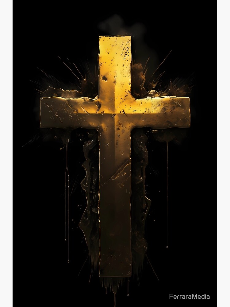 Golden Christian Cross Poster for Sale by FerraraMedia