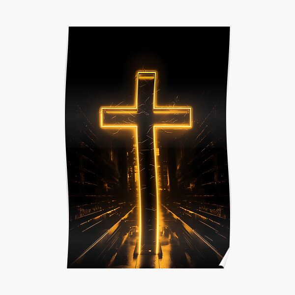 Golden Christian Cross Poster for Sale by FerraraMedia