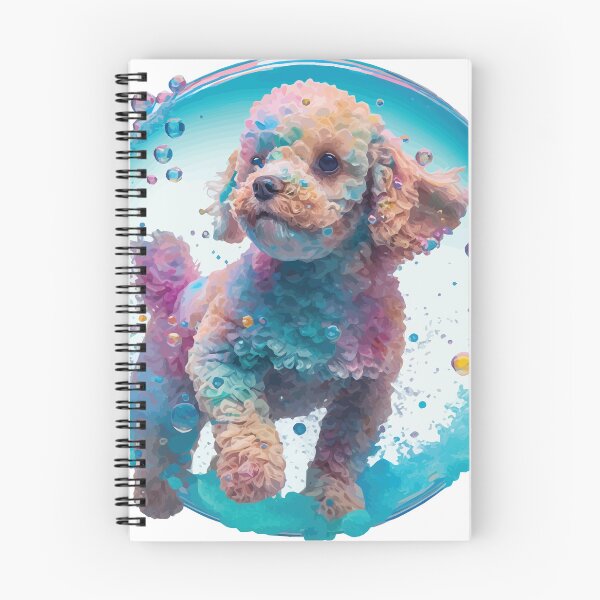 Artikelvorschau, Ein goldener Cavapoo-Welpe schwimmt in einer blauen Blase - Tiere in leuchtenden Farben entworfen und verkauft von GVRDesign.