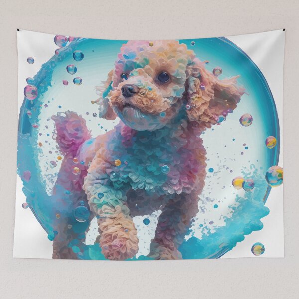 Item preview, A Golded Cavapoo Puppy Floats in a Blue Bubble - Animals in Vibrant Color designed and sold by GVRDesign.