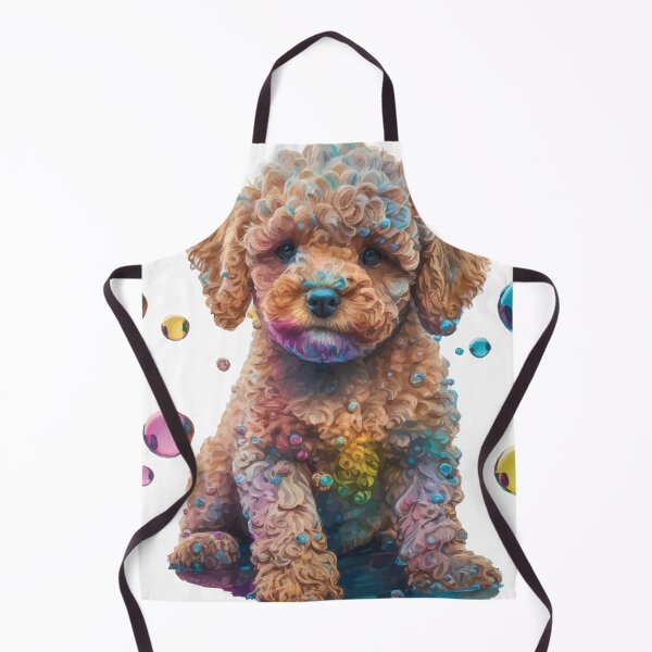 Artikelvorschau, Ein niedlicher brauner Cavapoo-Welpe, der mit Blasen sitzt - Tiere in lebendigen Farben entworfen und verkauft von GVRDesign.
