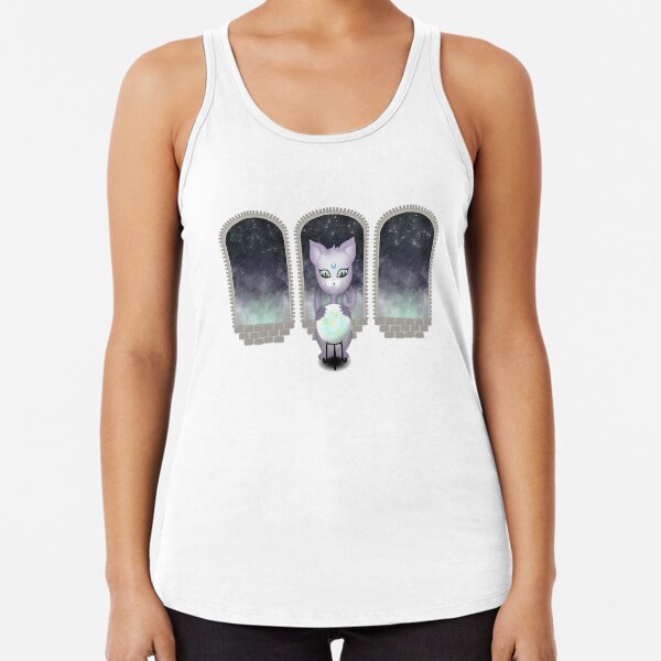 Mystic Miku | Crystal Ball & Zodiac | Light Grey Racerback Tank Top