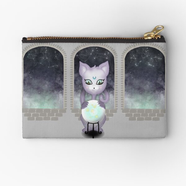 Mystic Miku | Crystal Ball & Zodiac | Light Grey Zipper Pouch