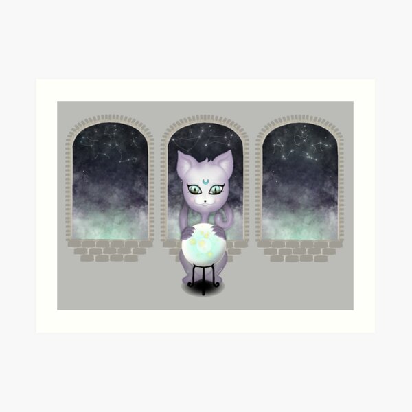 Mystic Miku | Crystal Ball & Zodiac | Light Grey Art Print