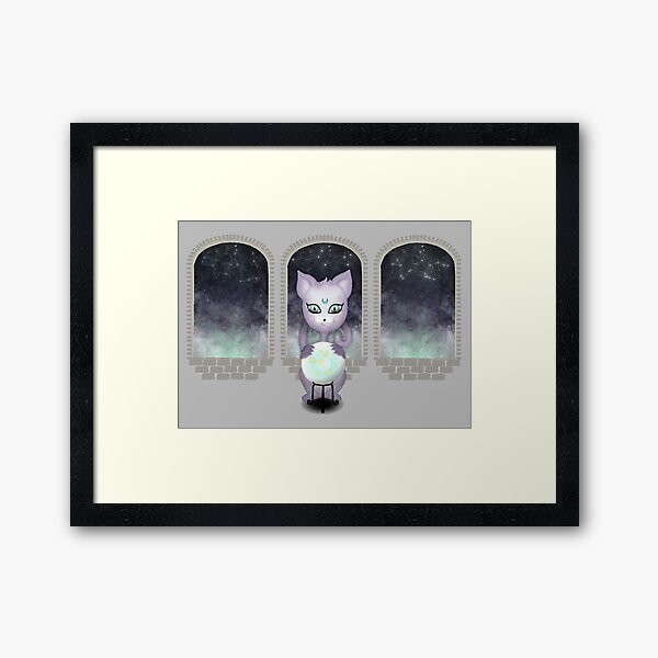 Mystic Miku | Crystal Ball & Zodiac | Light Grey Framed Art Print