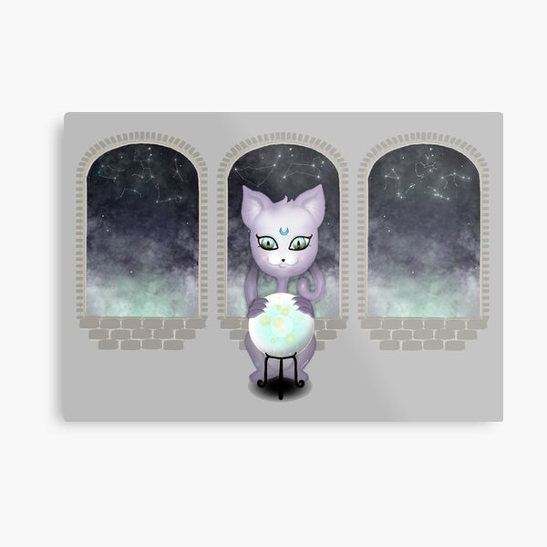 Mystic Miku | Crystal Ball & Zodiac | Light Grey Metal Print