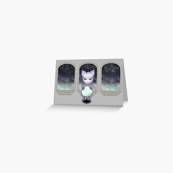 Mystic Miku | Crystal Ball & Zodiac | Light Grey Greeting Card