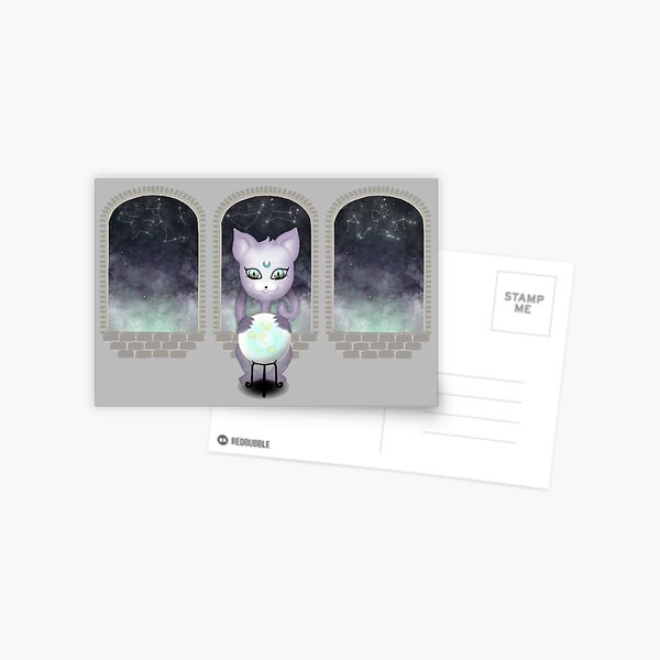 Mystic Miku | Crystal Ball & Zodiac | Light Grey Postcard
