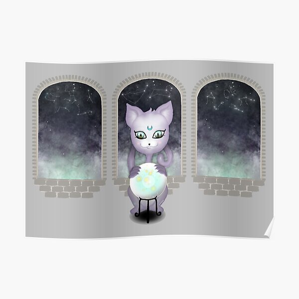 Mystic Miku | Crystal Ball & Zodiac | Light Grey Poster