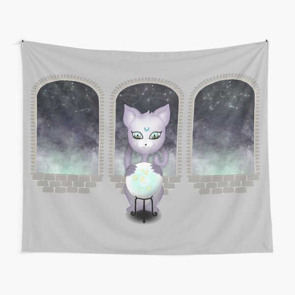 Mystic Miku | Crystal Ball & Zodiac | Light Grey Tapestry