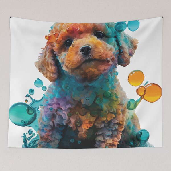 Item preview, A Brown Cavapoo Sits in Water - Animals in Vibrant Color designed and sold by GVRDesign.