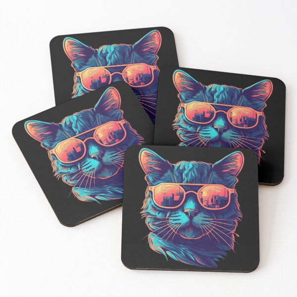 Item preview, Vaporwave Cat with Glasses designed and sold by LukeAiWalker.