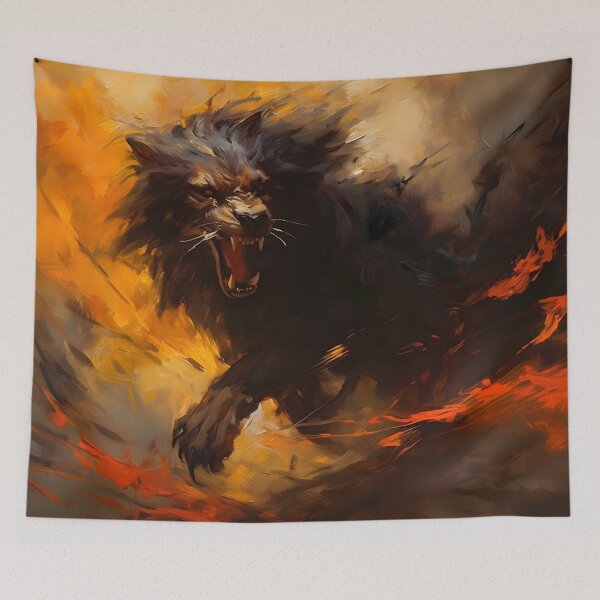 Item preview, The fury of the giant black wolf in a sea of blood designed and sold by SingularityGeek.