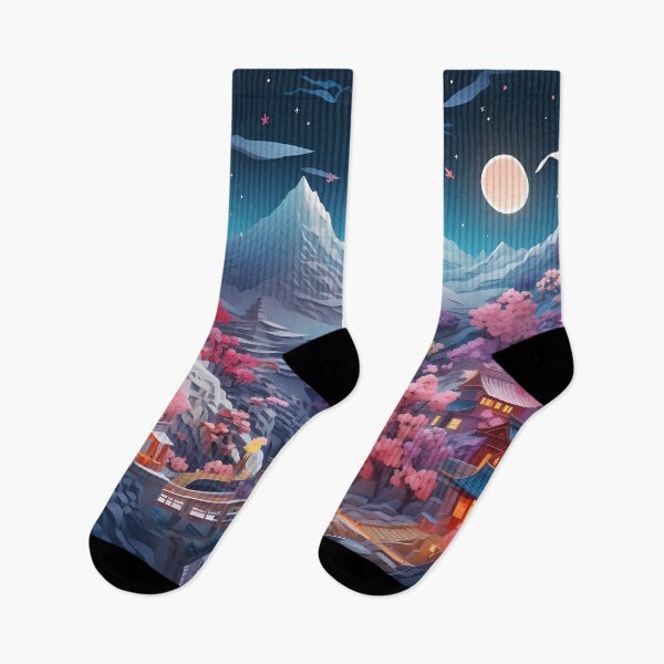 Item preview, The most rural Japan in a beautiful full moon landscape designed and sold by SingularityGeek.