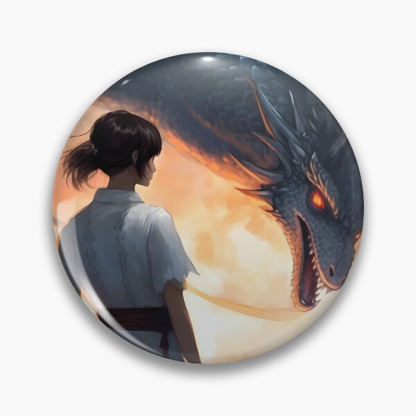 Item preview, White-clad warrior girl with a staff and tied-back hair facing a winged fire serpent designed and sold by SingularityGeek.