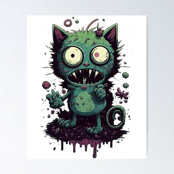 Zombie Cat Poster for Sale by SlackerThreads