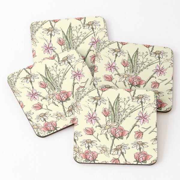 Item preview, Crema Sketchy Flores y Hojas designed and sold by Freshinkshop.