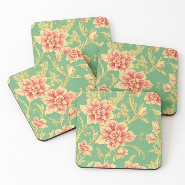 Item preview, Pink Daffodils vintage paper ephemera collage art designed and sold by Atomura.