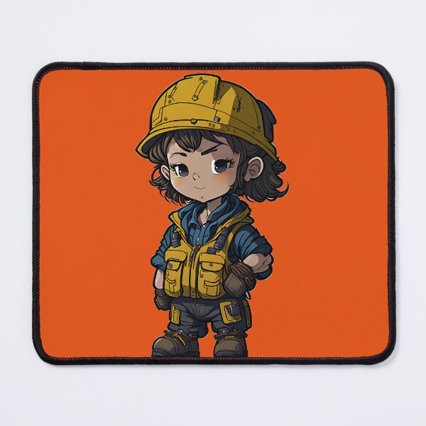 Item preview, Cute girl in construction worker gear and outfit with a hardhat and gloves designed and sold by Splachanka.