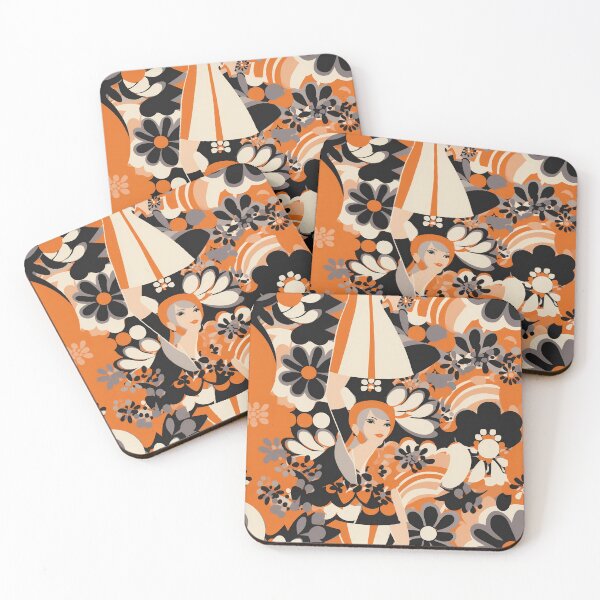 Item preview, Mary Quant style, flower vintage pattern designed and sold by TheInspiredAI.