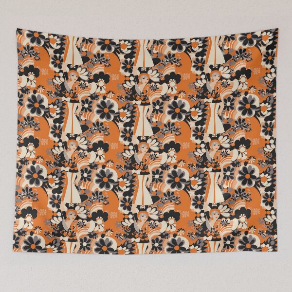 Item preview, Mary Quant style, flower vintage pattern designed and sold by TheInspiredAI.