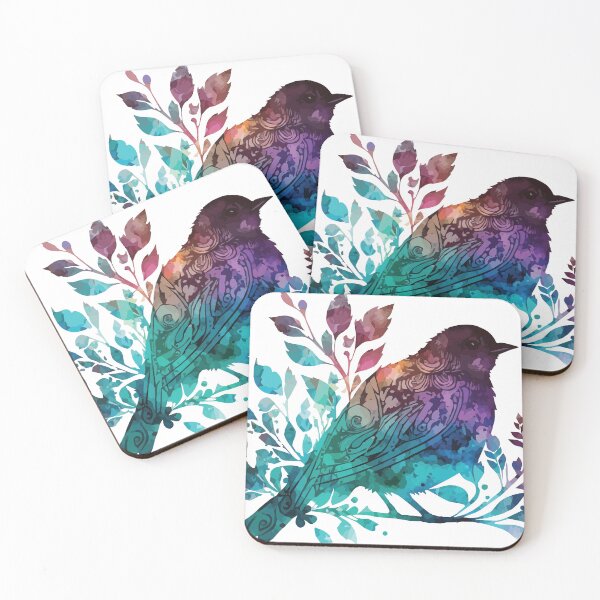 Item preview, A Bird with a Bohemian watercolor pattern in Blue and Purple - Boho Animals designed and sold by GVRDesign.