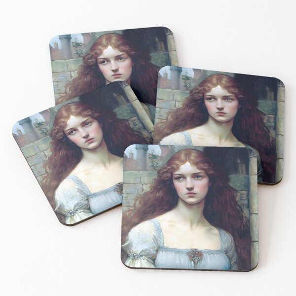 Item preview, Damsel Isolde Touched By Confusion Pre Raphaelite Inspired Medieval Maiden  designed and sold by CGSGraphics.
