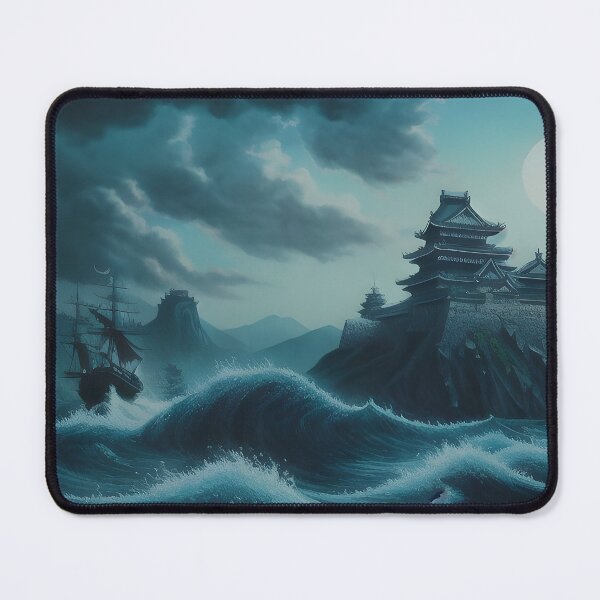 Item preview, Edo Castle at Night – Stormy Waves and Full Moon designed and sold by worldofwhisper.