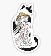 Geisha Katze Tattoo Sticker