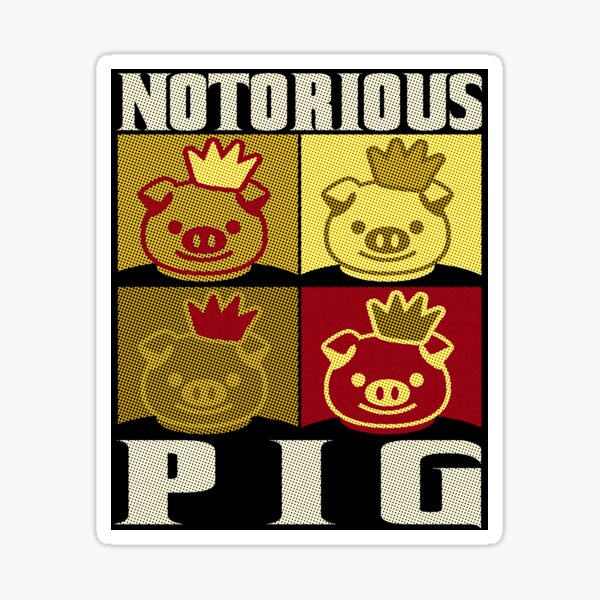 "Notorious Pig Colorful Red and Gold Funny Illustrated Kids Halftone