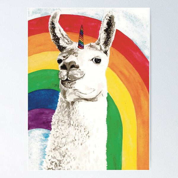 Item preview, Fuzzy Llamacorn With Rainbow Horn Watercolor designed and sold by Jennifer Margrave-Garcia.