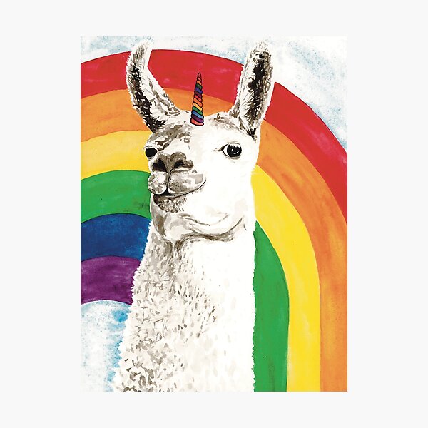 Item preview, Fuzzy Llamacorn With Rainbow Horn Watercolor designed and sold by Jennifer Margrave-Garcia.