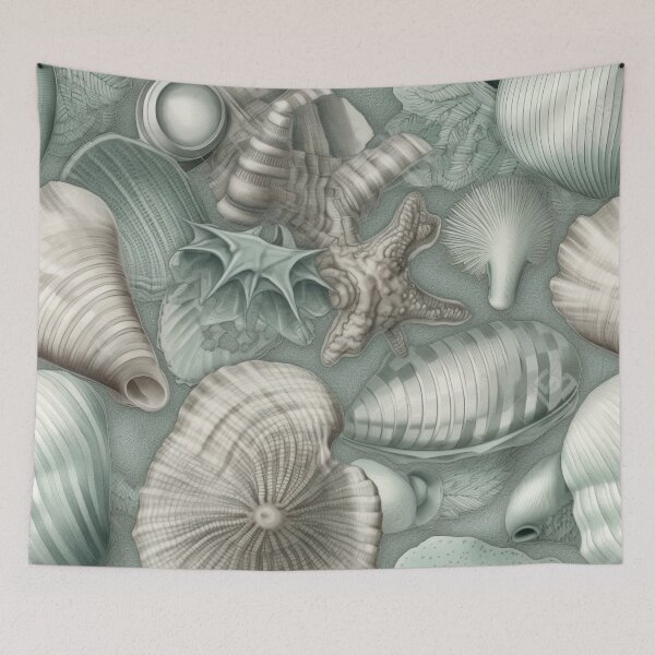 Item preview, Green and Grey Sea Shells designed and sold by HandCraftedArt.