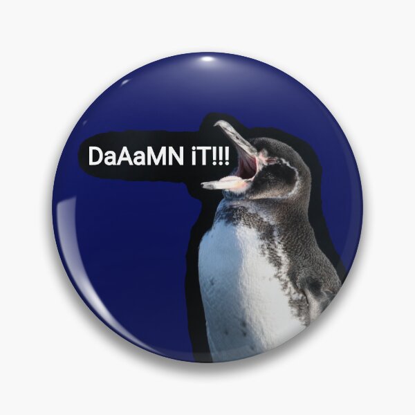 Artikelvorschau, Dark Blue background Galapagos Penguin says Damn It (#060D5B) entworfen und verkauft von SBPenguins.