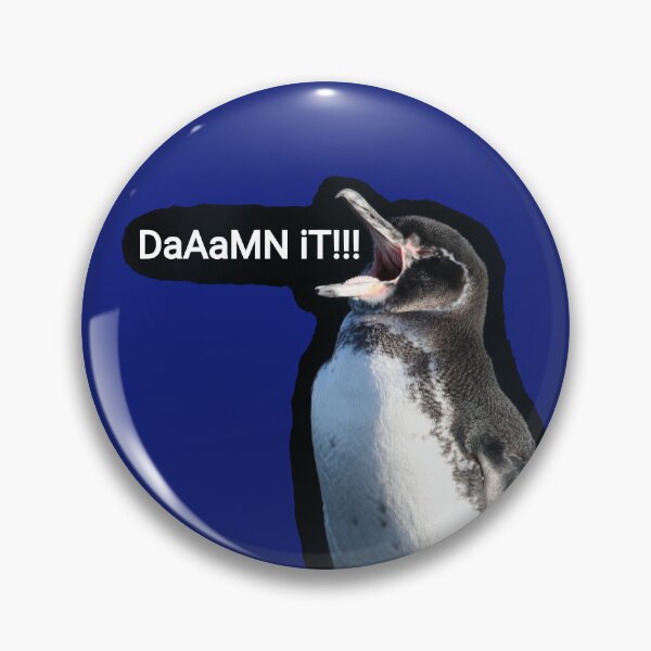 Artikelvorschau, Blue background Galapagos Penguin says Damn It (#0F1D7B) entworfen und verkauft von SBPenguins.