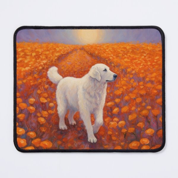 Item preview, Kuvasz in a Field of Orange Poppies - Oil Painting designed and sold by Appyrances.