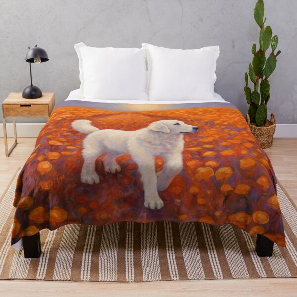 Item preview, Kuvasz in a Field of Orange Poppies - Oil Painting designed and sold by Appyrances.