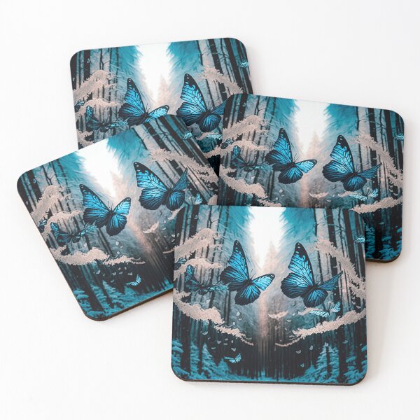 Item preview, Blue Butterflies in a Winter Forest designed and sold by Space-Yeti.