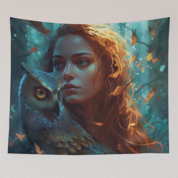 Item preview, Owl-Crowned: A Stunning Portrait of a Divine Goddess designed and sold by oanaunciuleanu.