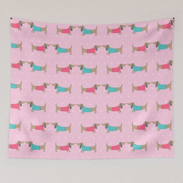 Item preview, Cute dog lovers with dots in pink background designed and sold by bigmoments.
